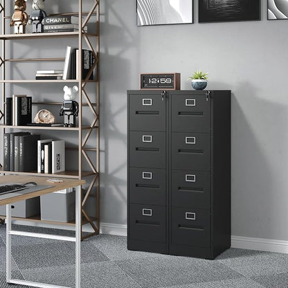 4 Drawer File Cabinet with Lock, Metal Vertical Filing Storage Cabinet - Image 2
