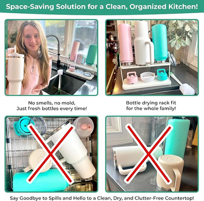 Bottle Drying Rack for Kitchen Countertop, Space Saving Storage Stand - Image 3