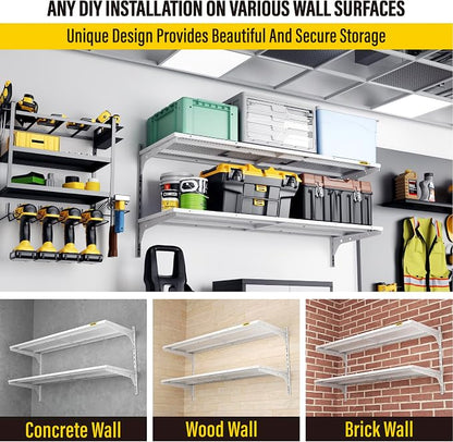 1pack×2 Tier 1.3x4ft Garage Shelving Wall Mounted, 260lbs Load - Image 7