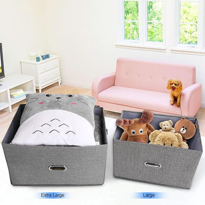 Large Linen Fabric Foldable Storage Bins - Image 3