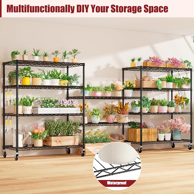 PrimeZone 48" W x 24" D x 81" H Heavy Duty Wire Storage Shelves - Image 6