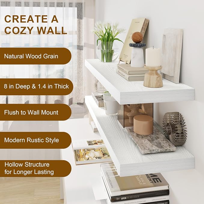 30 Inch Floating Shelves, Rustic Floating Wall Shelves 8 Inch Deep, 30 x 8 - Image 5