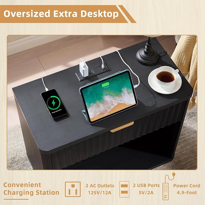 LEYAOYAO 31" Wide Fluted Nightstand - Image 6