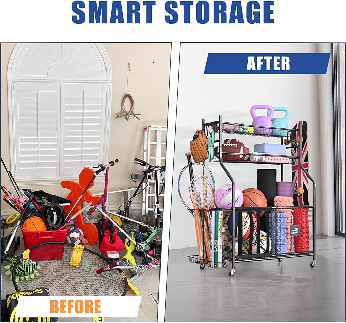 Mythinglogic Garage Sports Equipment Organizer, Baseball Storage Large Capacity - Image 3