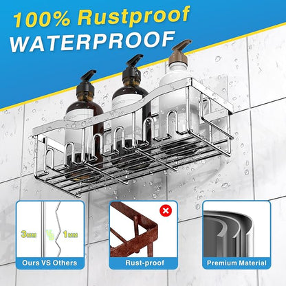 EUDELE 5-Pack Rustproof Stainless Steel Shower Caddy – No Drill Adhesive - Image 5