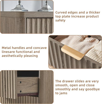 LEYAOYAO Fluted 6 Drawers Dresser Set of 2, Curved Profile Design, Dresser TV - Image 8