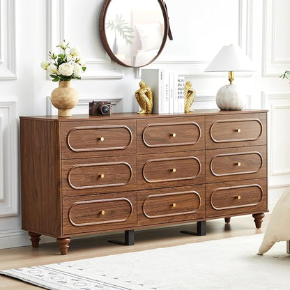 9 Drawer Fluted Dresser for Bedroom, Mid Century Modern Chest of Drawers by ORRD