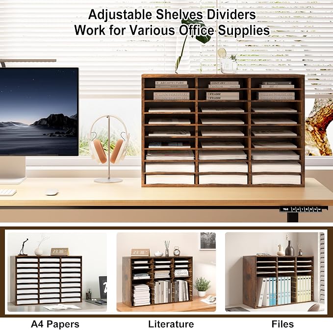 Literature Organizer 27 Slots Wooden Mailboxes - Image 3