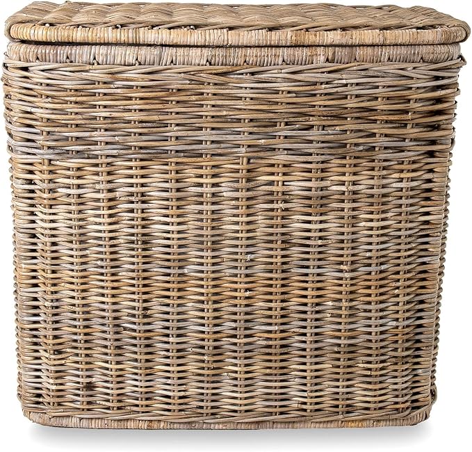 The Basket Lady 3-Compartment Wicker Laundry Sorter Hamper, 30 in L x 15 in W x - Image 4