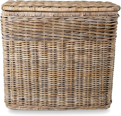 The Basket Lady 3-Compartment Wicker Laundry Sorter Hamper, 30 in L x 15 in W x - Image 4