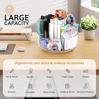 Rotating Pencil Holder for Desk, 5 Slots 360-Degree Spinning Acrylic Pen Holder - Image 4