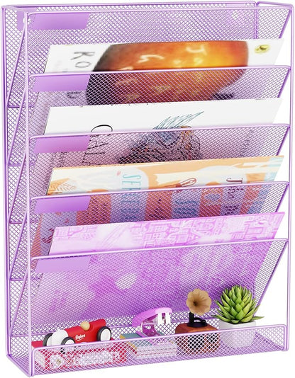 Wall File Organizer Holder Mesh Hanging Paper Document Holder, Vertical 6 by GDINDINFAN