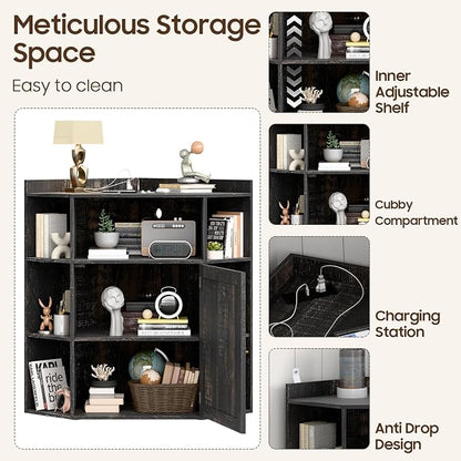 Corner Storage Cabinet, Farmhouse Corner Bookshelf - Image 6