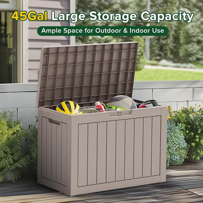 45 Gallon Resin Deck Box, Waterproof Outdoor Storage Box - Image 7