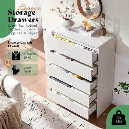 AMERLIFE 5 Drawer Dresser for Bedroom, Anti-Tip Kit, Wood Cabinet Organizer for - Image 3