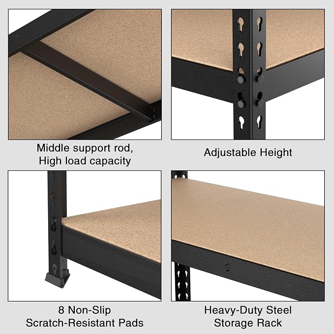 WORKPRO 5-Tier Steel Shelving Unit-Black, 27-2/5”W x 11-7/10”D x 60”H, - Image 4