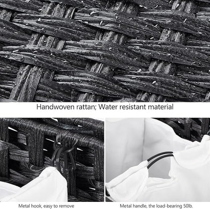 Laundry Hamper with 3 Removable Liner Bags; 132L Handwoven Rattan Laundry - Image 6