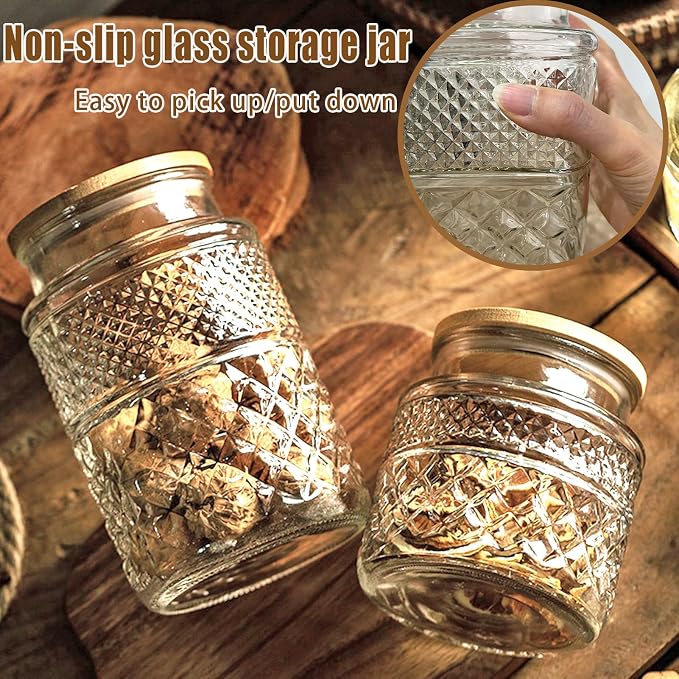 Viovian Vintage Glass Jar with Lid Spoon 38 OZ Round Thick Glass Storage Jars - Image 6