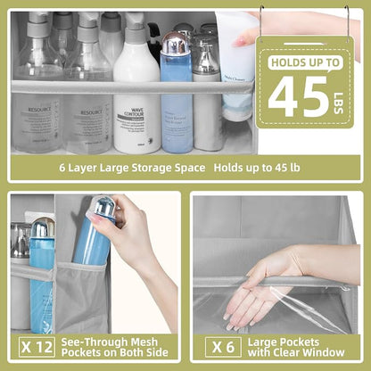 Over Door Organizer with 6 Extra Large Pockets 12 Side Pockets, Hanging Storage - Image 3