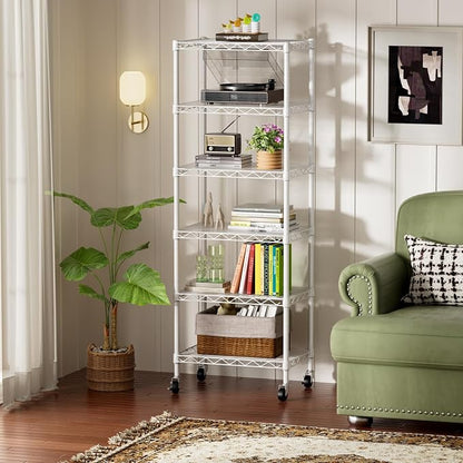 SINGAYE 6 Shelves Storage Shelf Wire Closet Bathroom Organizers Metal Pantry - Image 2