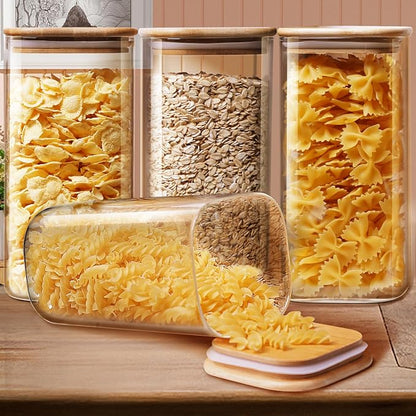 Square Glass Jars with Bamboo Lids 53 FL OZ, Glass Canisters with Airtight Lid - Image 7