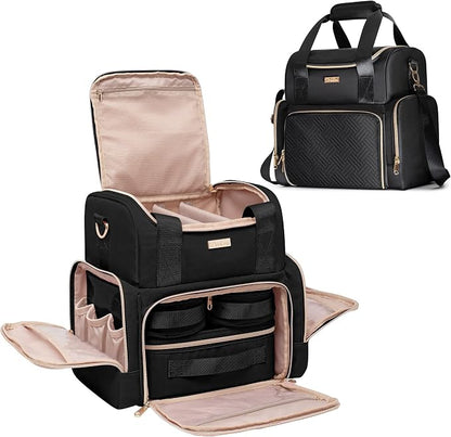 Large Cosmetic Bag with 3 Removable Case, Double Layer Travel Organizer with by Prokva