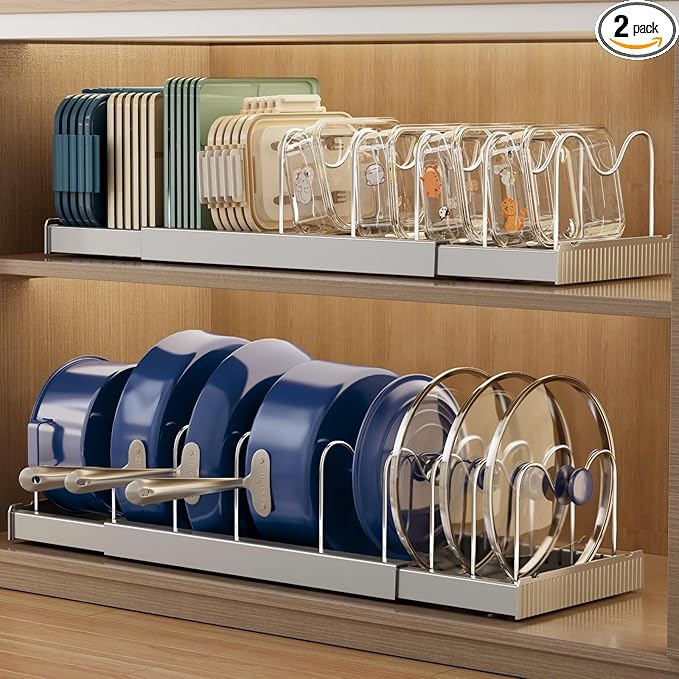 2 Pack Expandable Food Storage Container Lid Organizers by COMFORTYOURHOME