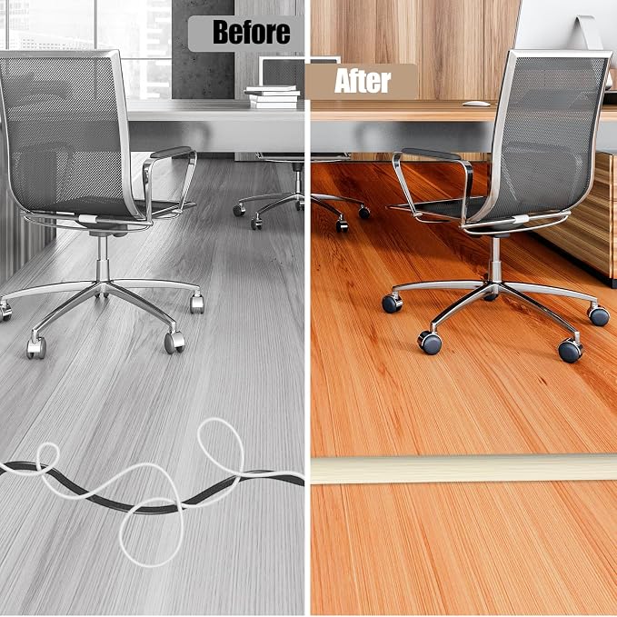 Floor Cord Cover Self Adhesive Cord Hider, 20FT Cable Management, Extension - Image 5