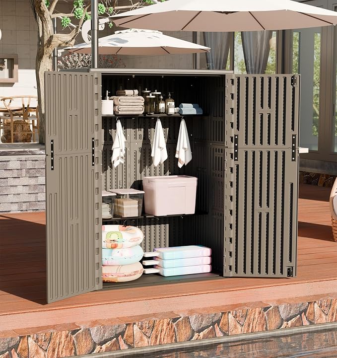 HOMSPARK Outdoor Storage Shed Weather Resistance, Patio Storage Cabinet - Image 7