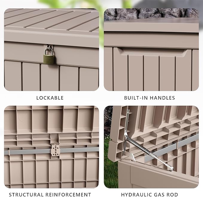 120 GallonOutdoor Storage Box, Resin Deck Boxes Waterproof, IndoorOutdoor Bin - Image 6
