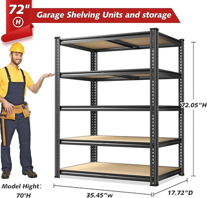 REIBII 72.05" H Storage Shelves 2300LBS Garage Shelving Heavy Duty Metal - Image 3