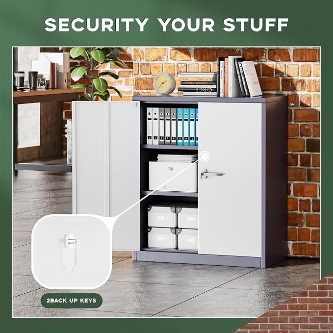 Greenvelly Metal Storage Cabinet, Lockable Storage Cabinets - Image 5