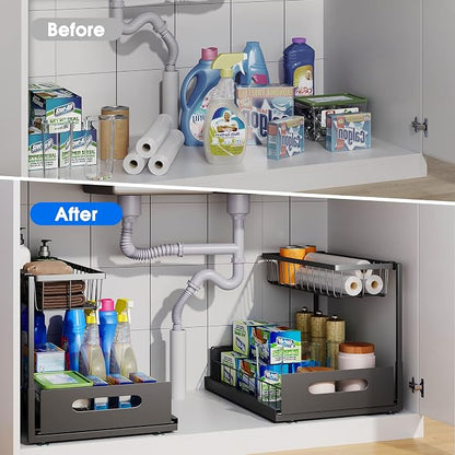 2 Pack Under Sink Organizer, 2 Tier Under Sink Organizers and Storage - Image 3