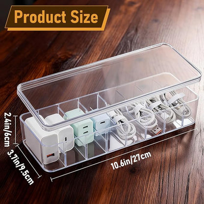 2 Pack Cable Organizer Box, Plastic Cord Storage Box - Image 2