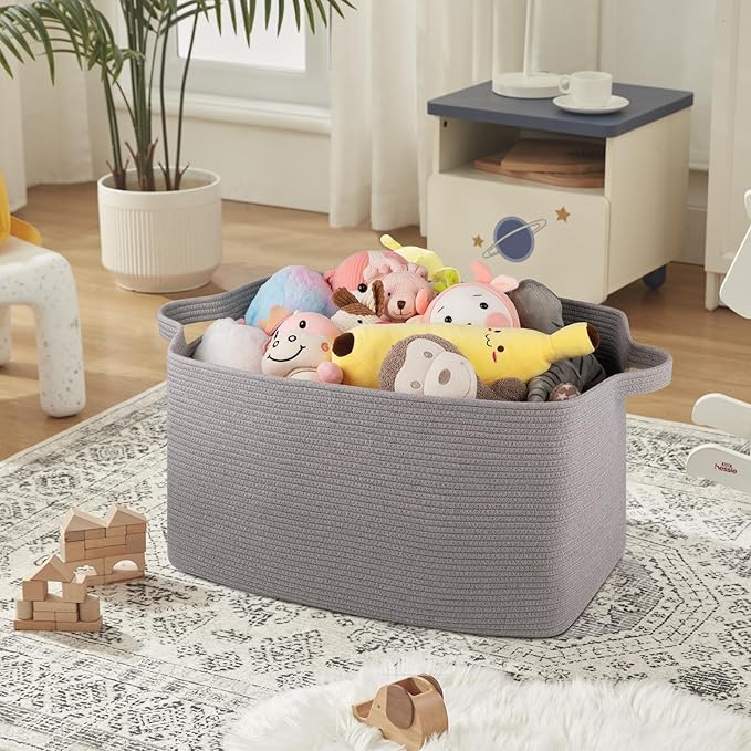 Extra Large Blanket Basket, Rectangle Nursery Blanket Storage - Image 5
