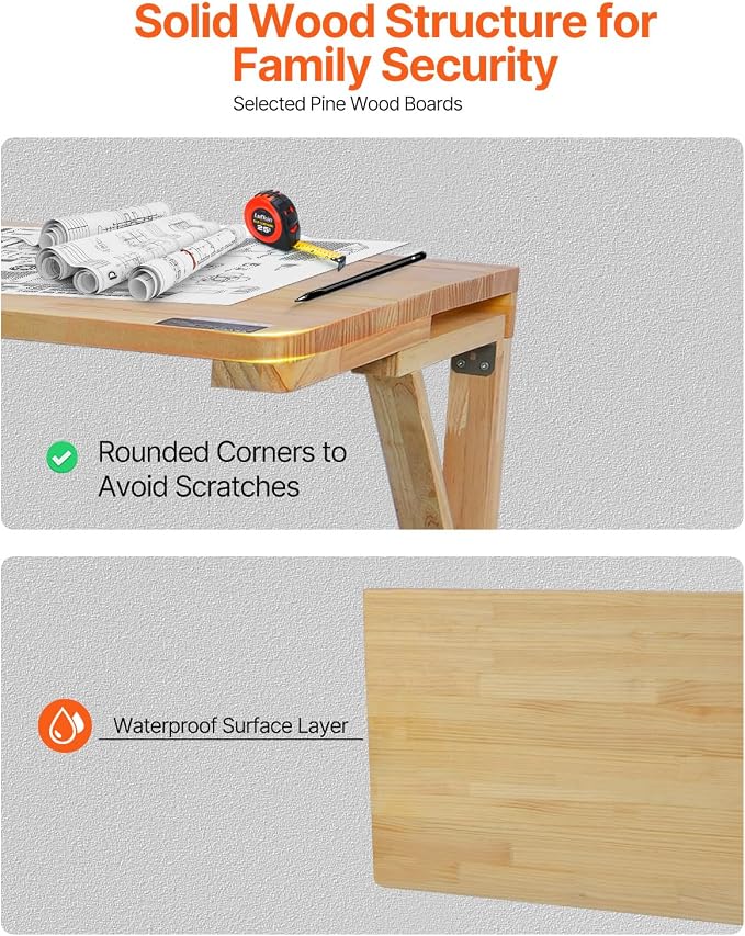 VEVOR Wall-Mounted Folding Table, 31.5 x 23.62 inch, Wooden Drop Leaf Floating - Image 7