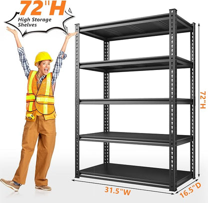 REIBII 72'' Storage Shelves 2050LBS Garage Shelving Heavy Duty 5-Tier Metal - Image 3