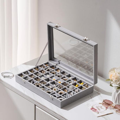 48 Grid Earring Organizer and Storage: Velvet Jewelry Tray - Image 9