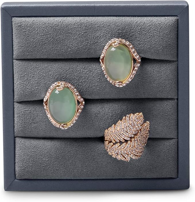 Oirlv Premium Leather Ring Display Stand Small Ring Tray Showcase Jewelry - Image 4