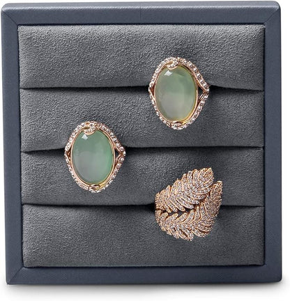 Oirlv Premium Leather Ring Display Stand Small Ring Tray Showcase Jewelry - Image 4