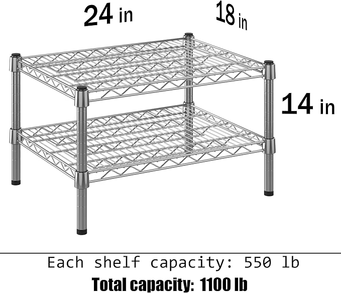 18" Deep x 24" Wide x 14" Height Wire Shelving Kit | 2-Tier | NSF Commercial - Image 3