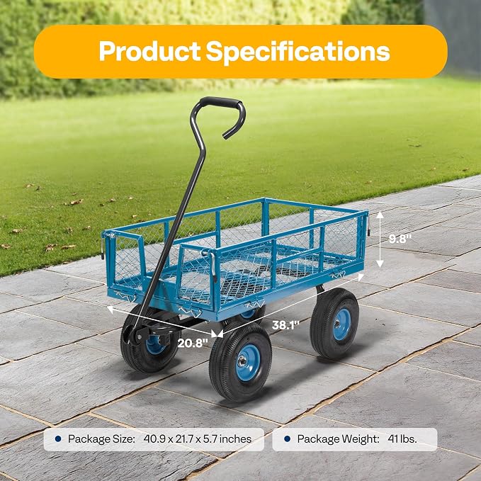 VIVOHOME Heavy Duty 880 Lbs Capacity Mesh Steel Garden Cart Folding Utility - Image 3