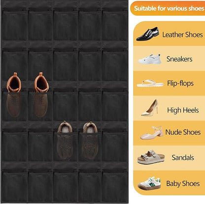 Over The Door Shoe Organizer, 40 Large Mesh Pockets Hanging Shoe Rack Organizer - Image 8