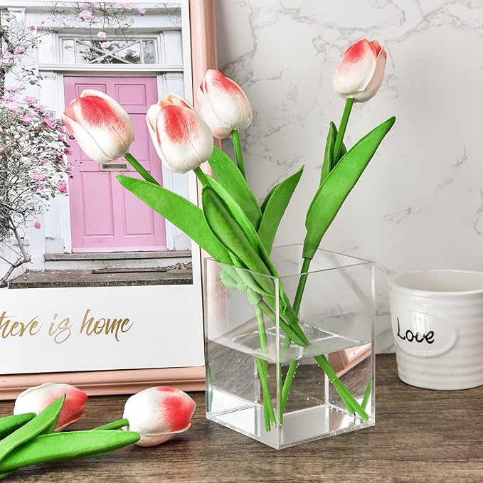 8 Pieces Clear Acrylic Pen Holder Acrylic Pencil Cup Clear Makeup Bush Holder - Image 6