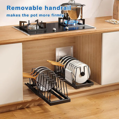 2 Pack Pots and Pans Organizer Under Cabinet, 21.6" Deep Pull Out Pot Lid - Image 7