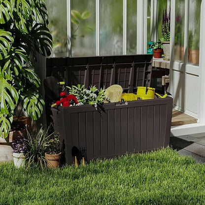 120 Gallon Resin Deck Box，Outdoor Storage Box, Waterproof Lockable Large - Image 7