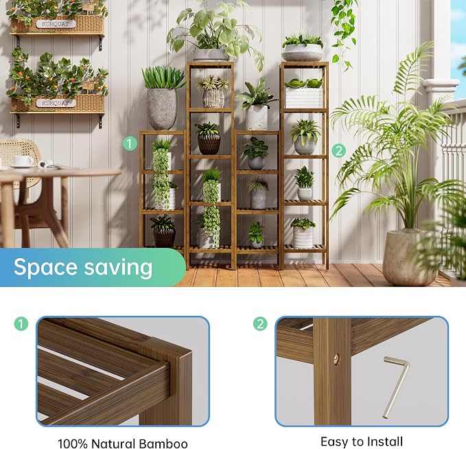 SMIBUY Bathroom Storage Shelf, 5-Tier Bamboo Rack Organizer - Image 5