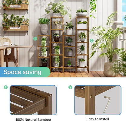 SMIBUY Bathroom Storage Shelf, 5-Tier Bamboo Rack Organizer - Image 5
