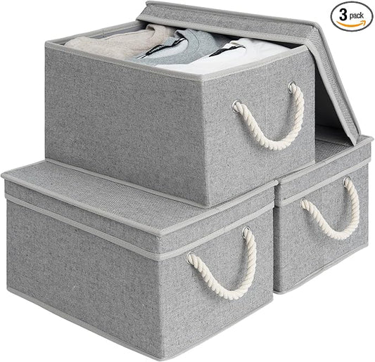 StorageWorks Storage Bins with Lids, Decorative Storage Boxes with Lid and Soft by StorageWorks