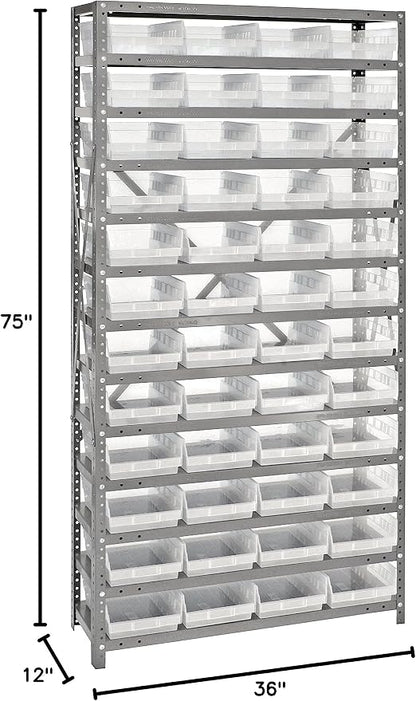 Quantum Storage Systems 1275-107CL Solid Heavy Duty 13 Shelves 48 Economy Clear - Image 2